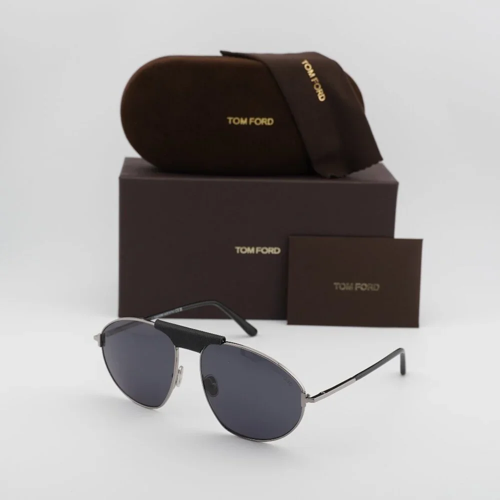 Tom Ford Ken FT1095 14A Aviator Sunglasses - Ruthenium/Smoke